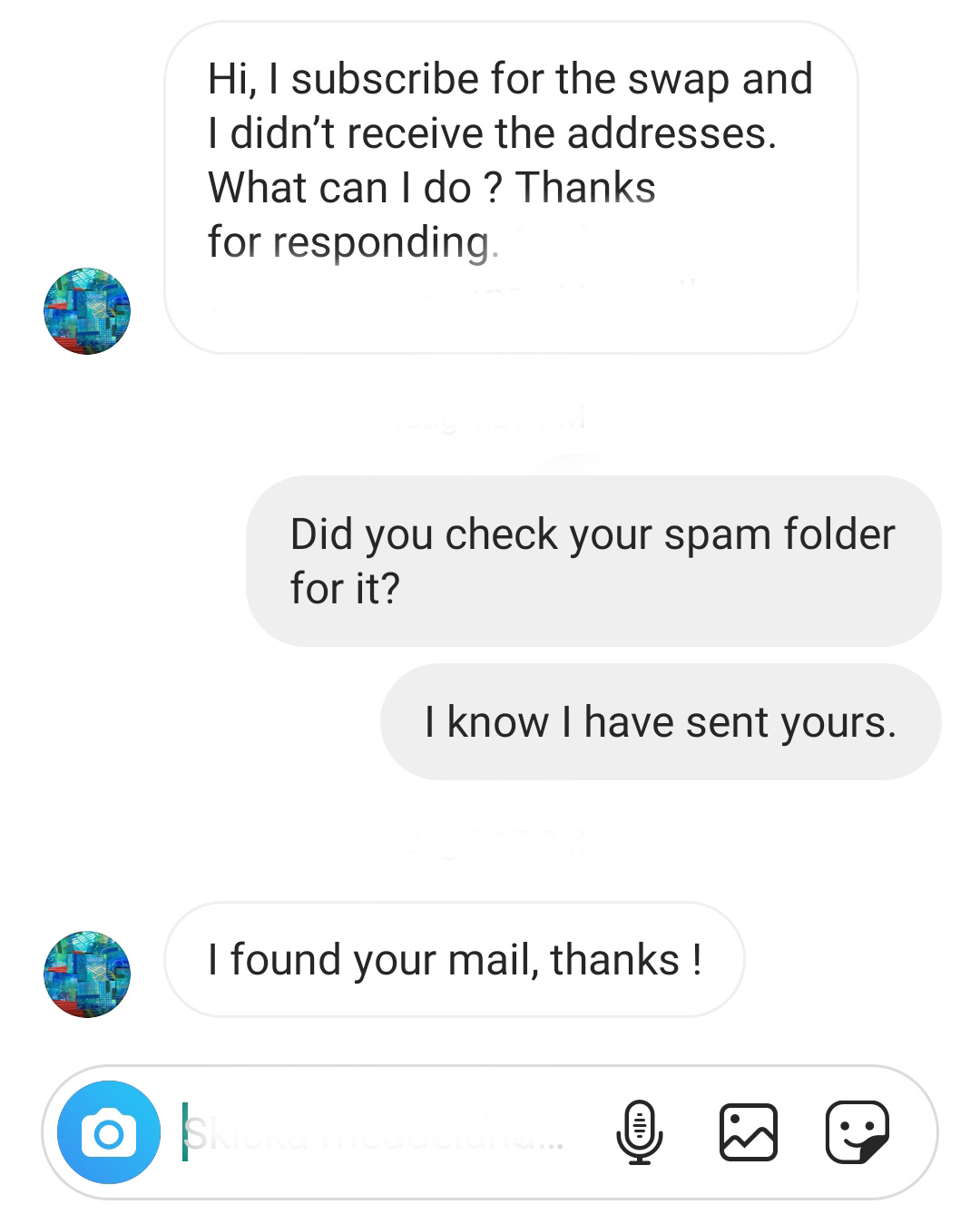 Postcard e-mail question via instagram 2020