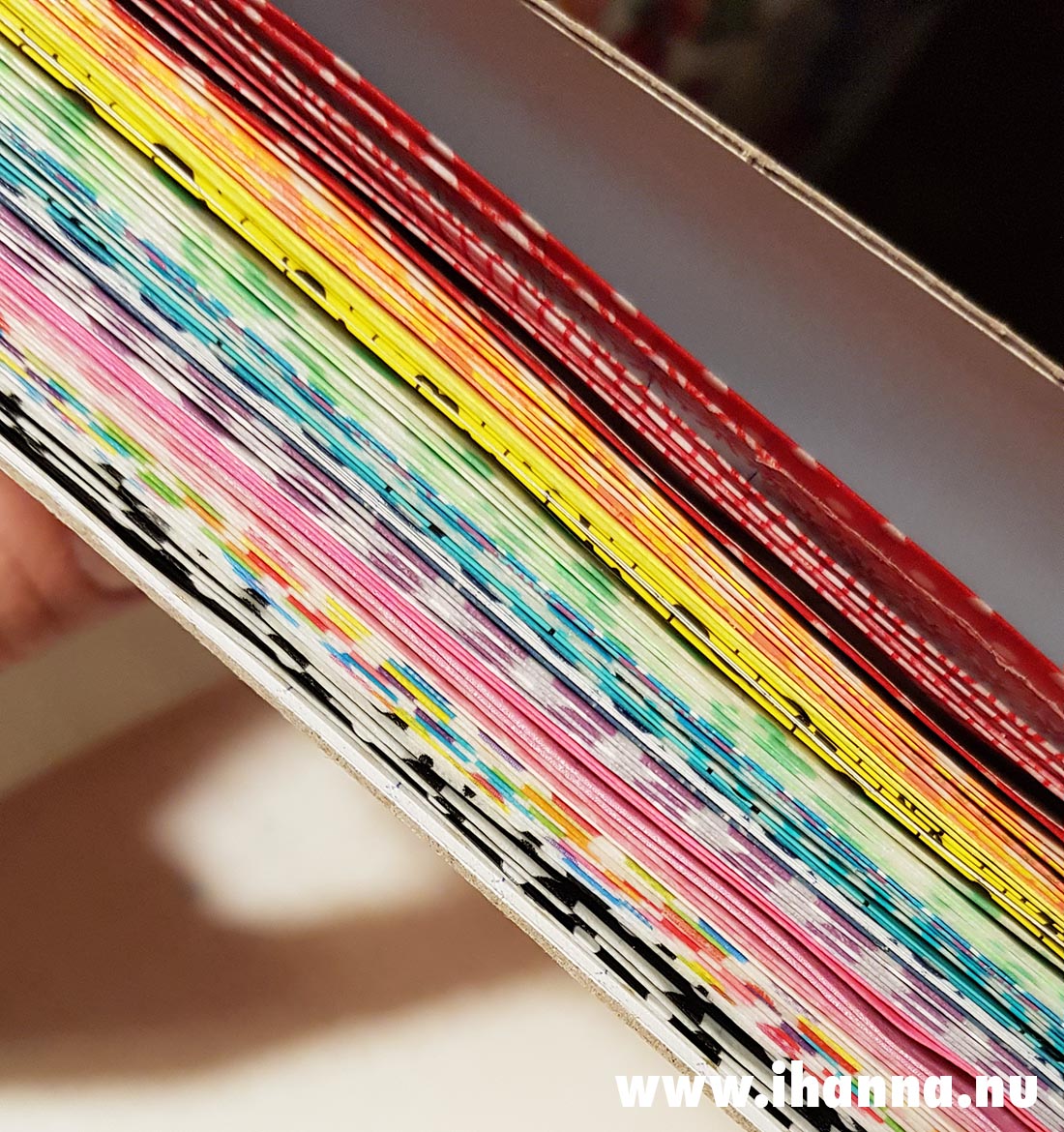 Washi taped pages in Rainbow Glue book project by iHanna