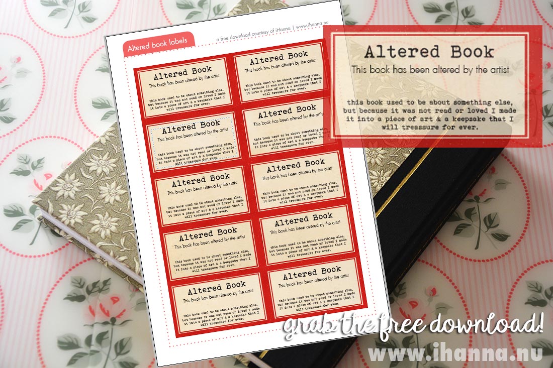 Grab the free download of the Altered Book labels here