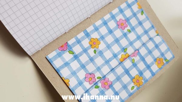 Back pocket in the Sweet Notebook with grid paper inside - hand-made by Hanna Andersson