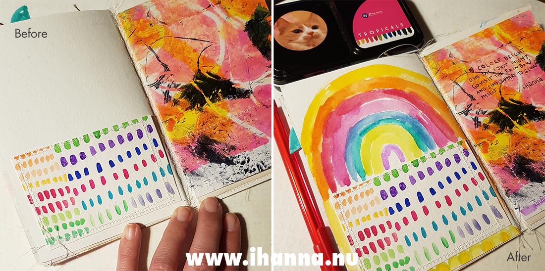 Before and after - Fill a tiny journal with a list / colorful prompt #fillatinyjournal