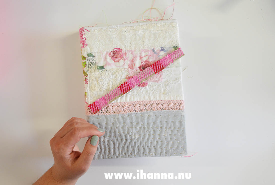 Boro stitched art journal cover by Hanna Andersson bookbinder