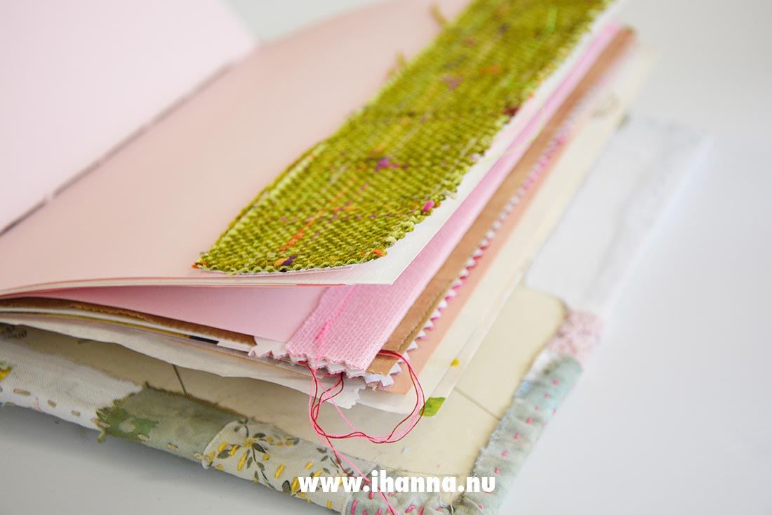 Embroidered cover and Designer Guild fabrics inside to decorate the pages