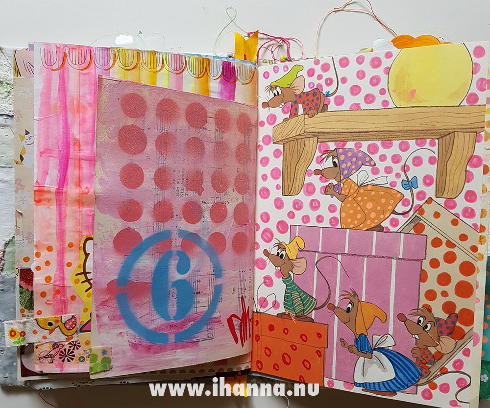 Summer Art Journaling: Cinderella mice in iHannas journal