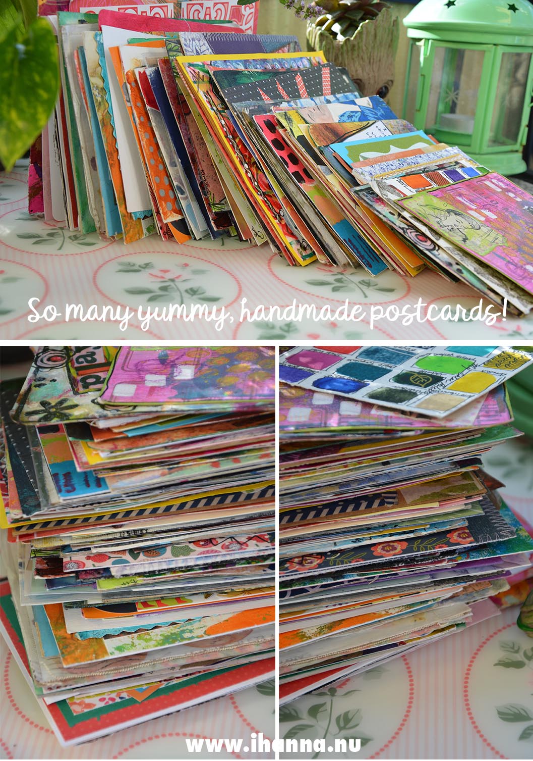 BIG pile of DIY Postcards sent in iHannas swap