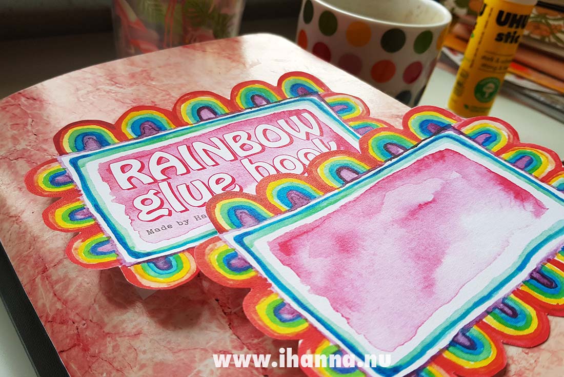 Rainbow glue book label painted by iHanna - download it here
