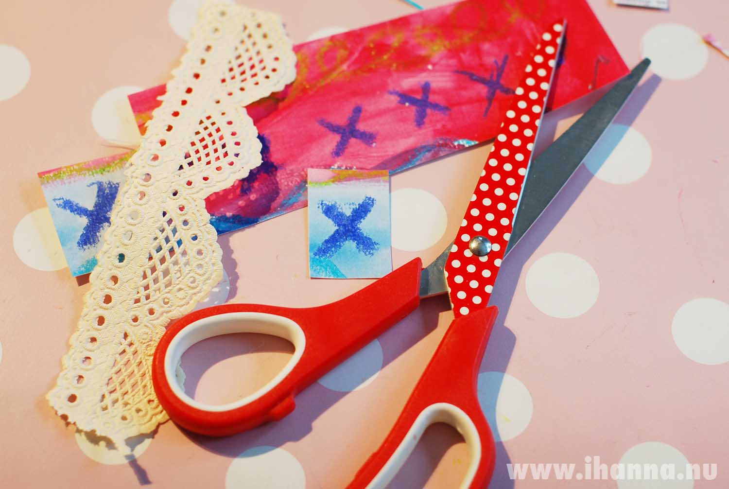 Polka dot scissors and X:s that symbolize the kiss Collage Artist must haves photo by iHanna (Copyright H. Andersson)