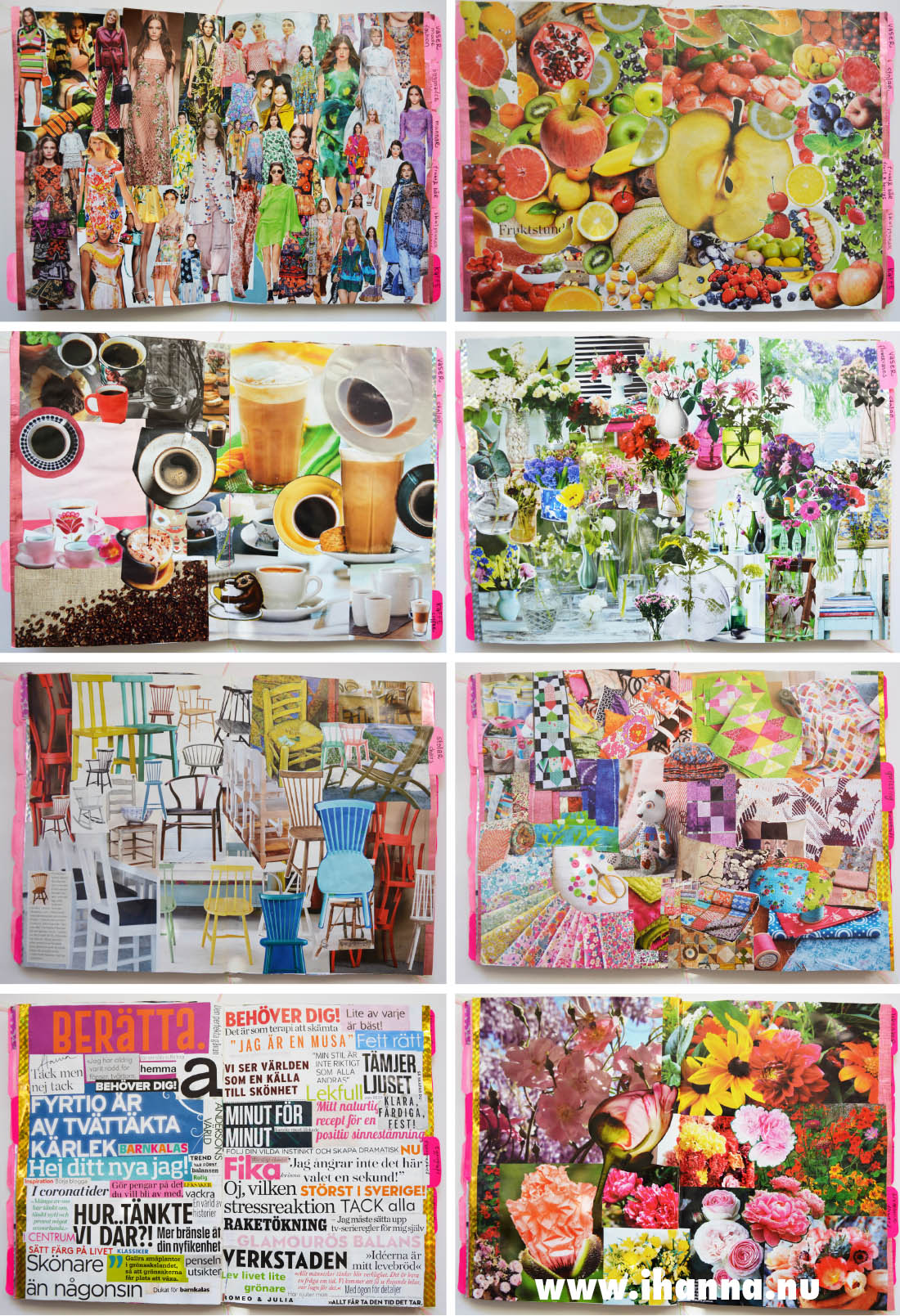 8 full spreads from iHannas En Masse Glue Book with magazine collage