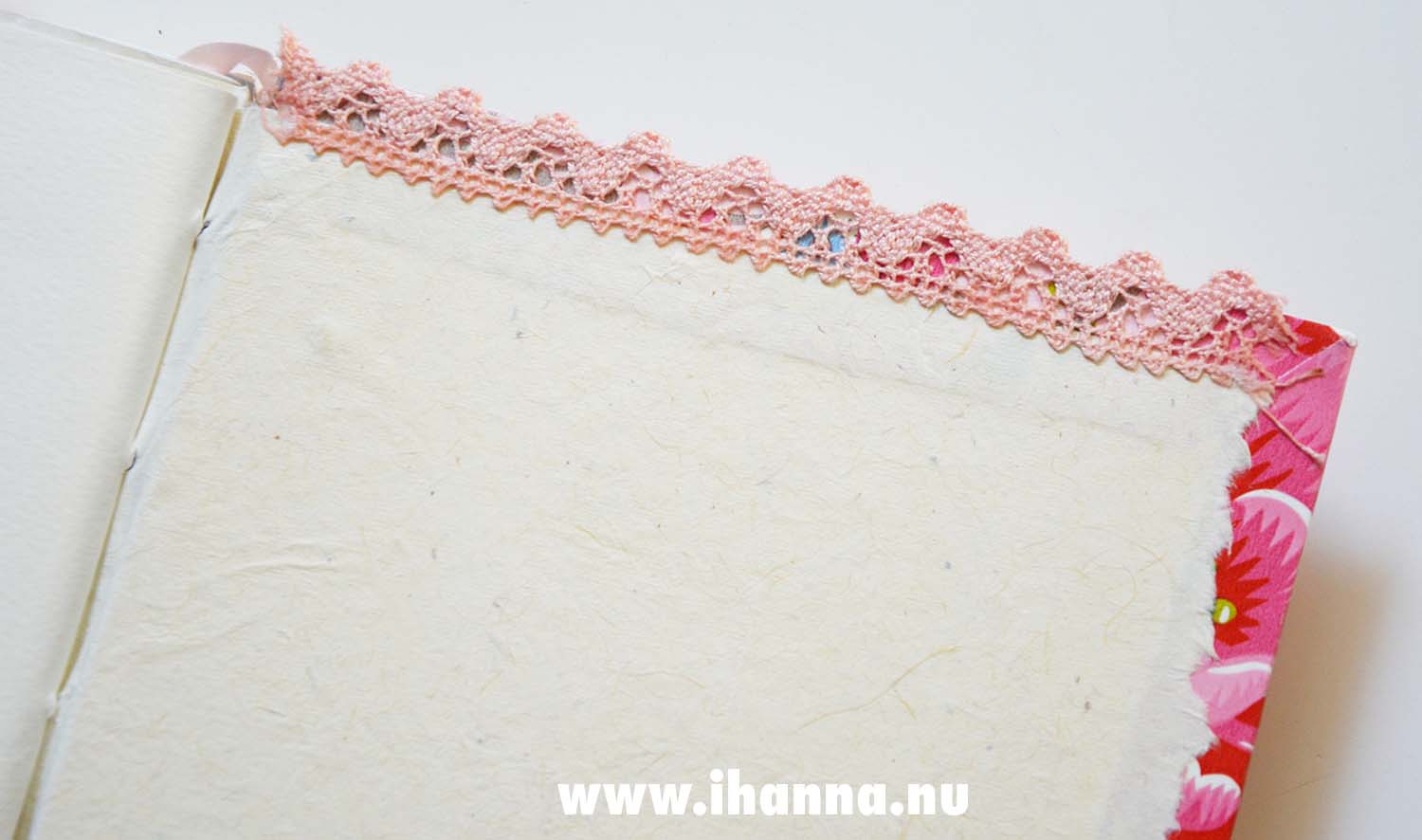 Inside view of the Pink Bloom Art Journal with watercolor papers - made by iHanna (Copyright Hanna Andersson)