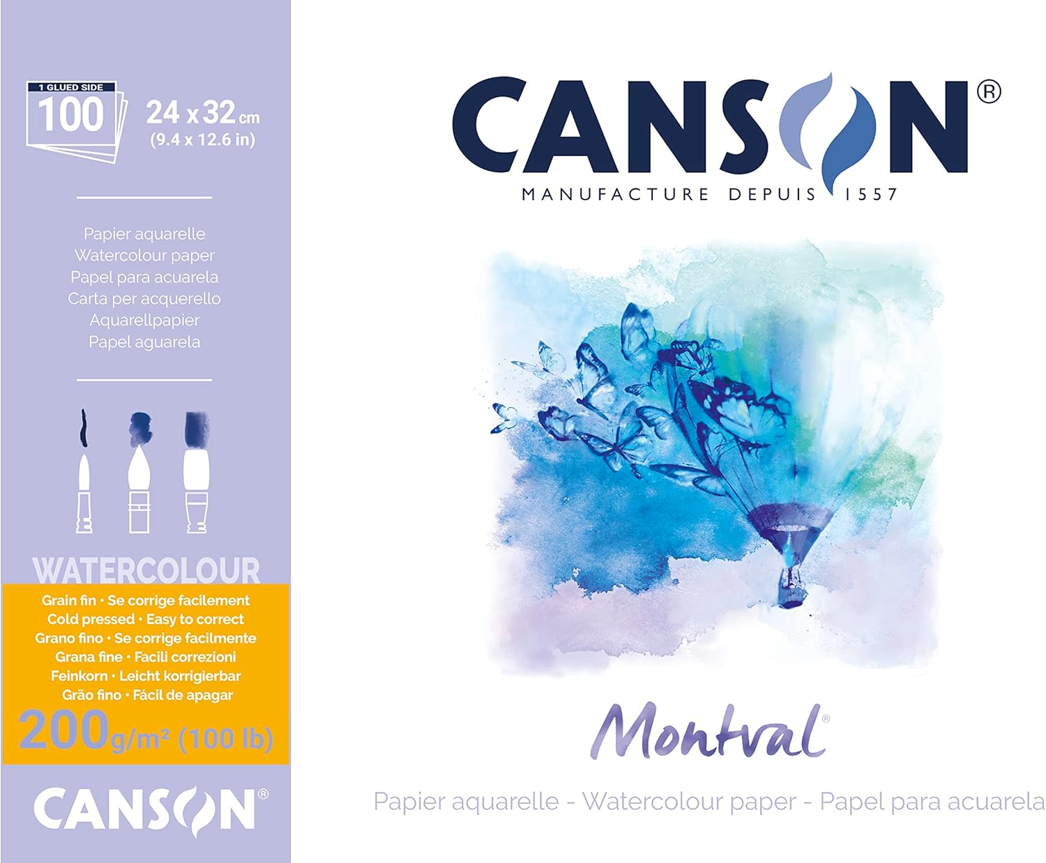 Amazon affiliate link to paper pad of Canson Montval Watercolour Paper pad 100 Sheets, Size:24x32cm, Natural White and Cold Pressed