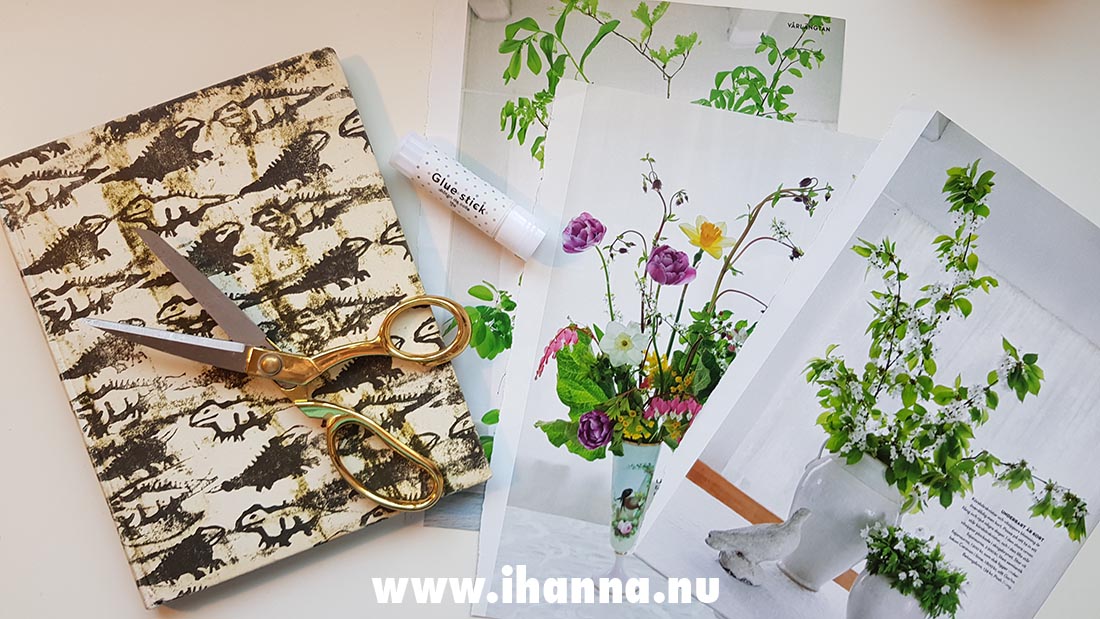 Altered book scissors and magazine images to turn this into a themed glue book of Greenery and Plants