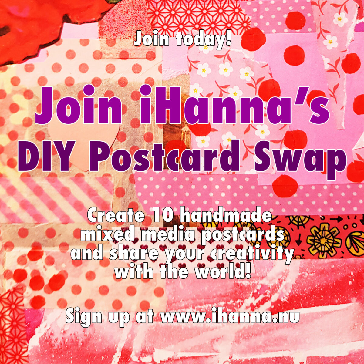 Join iHannas DIY Postcard Swap spring 2023 - right now - click to join