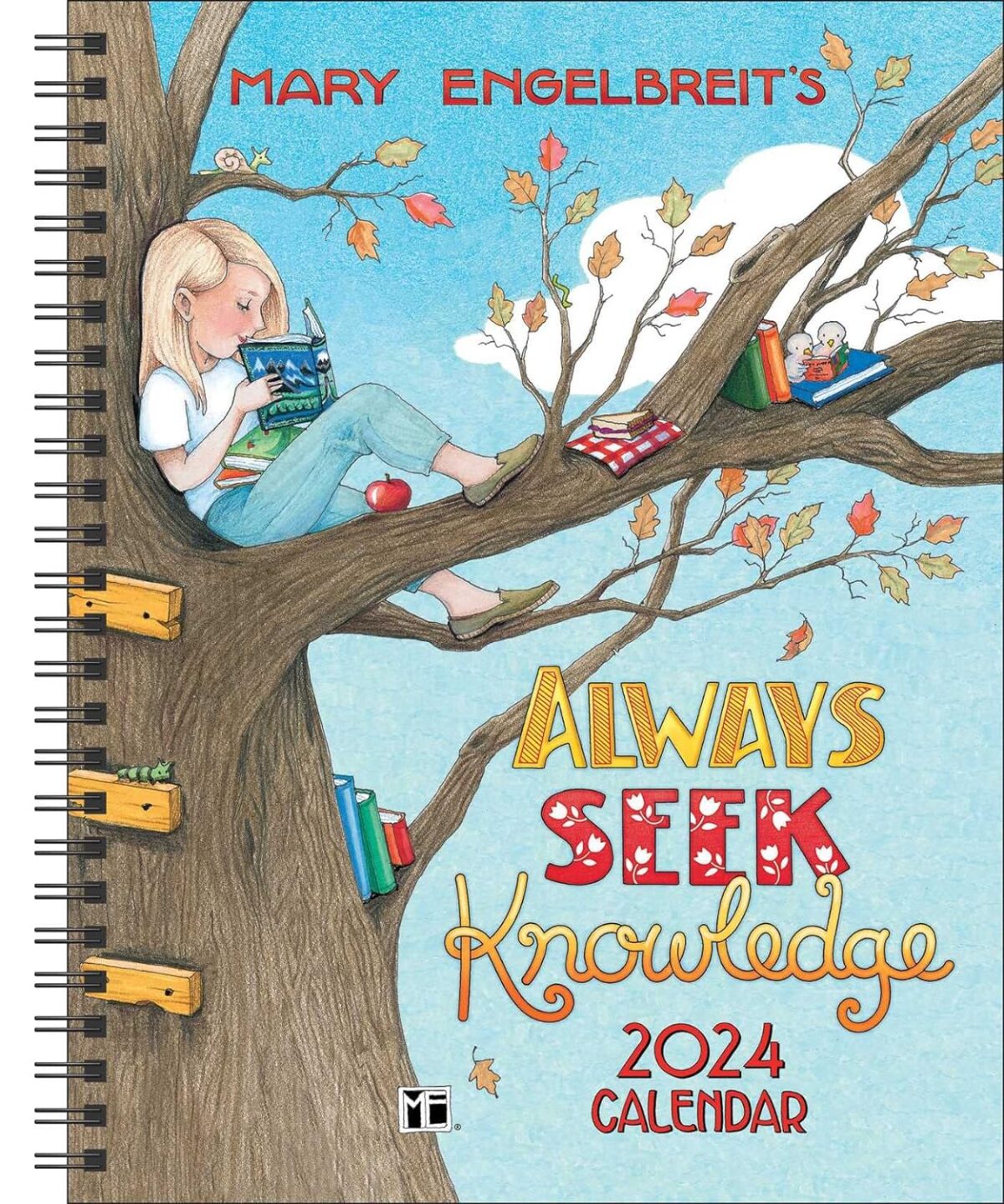 Amazon affiilate link to  Mary Engelbreits 12-Month 2024 Monthly/Weekly Planner Calendar: Always Seek Knowledge Calendar