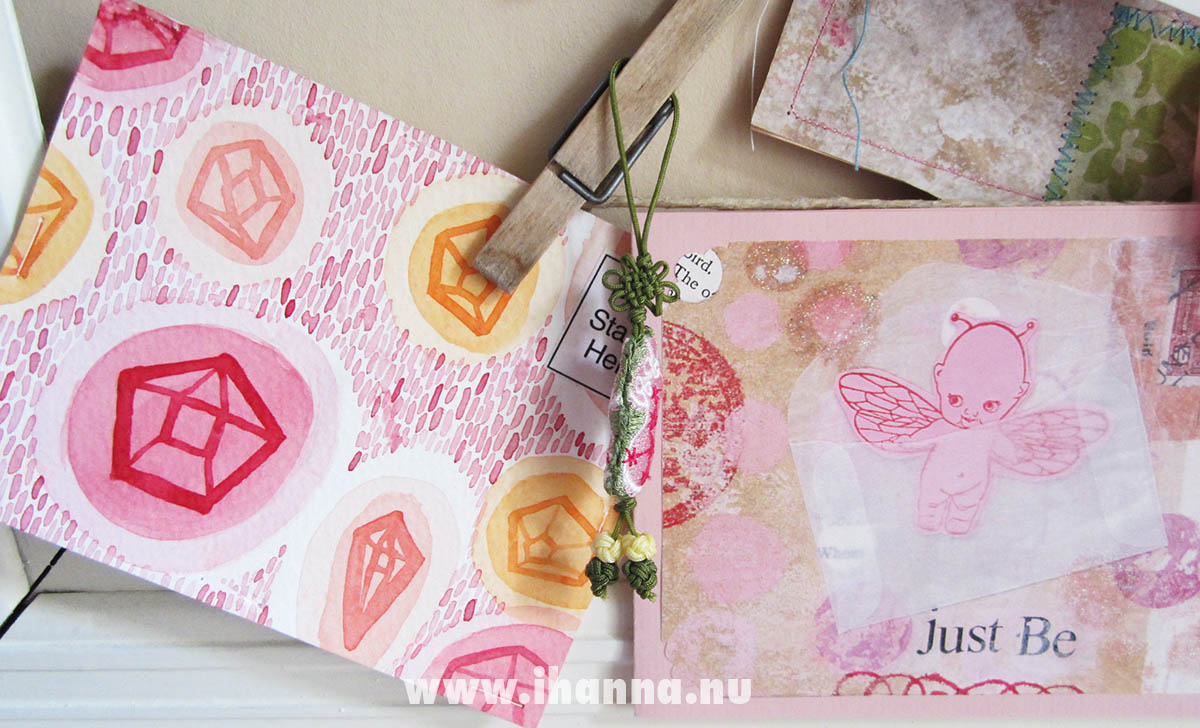 Handmade Postcards on my inspiration board, by Robyn in the US and Juju in UK.