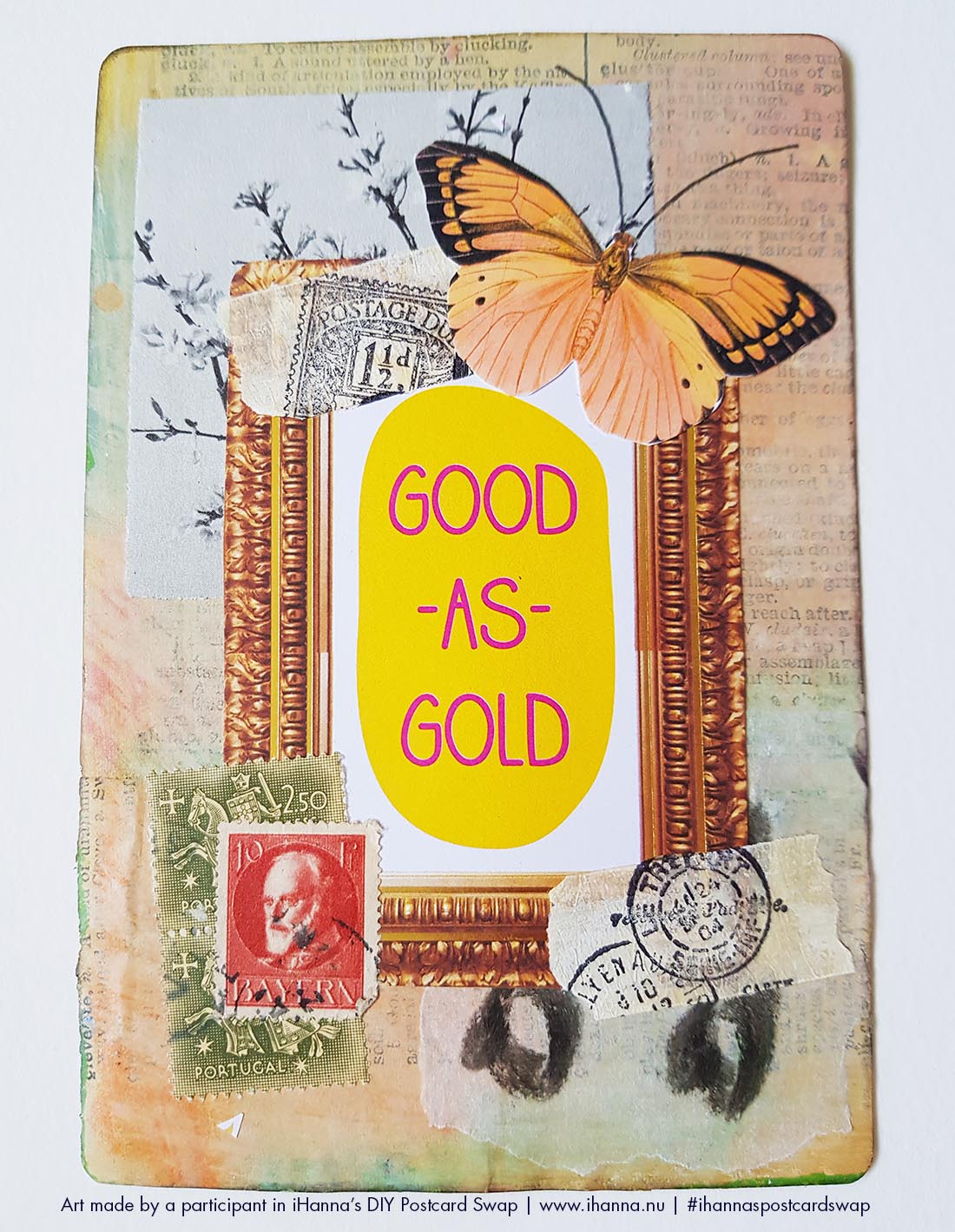 DIY Postcard made by a participant in iHannas DIY Postcard Swap 2023