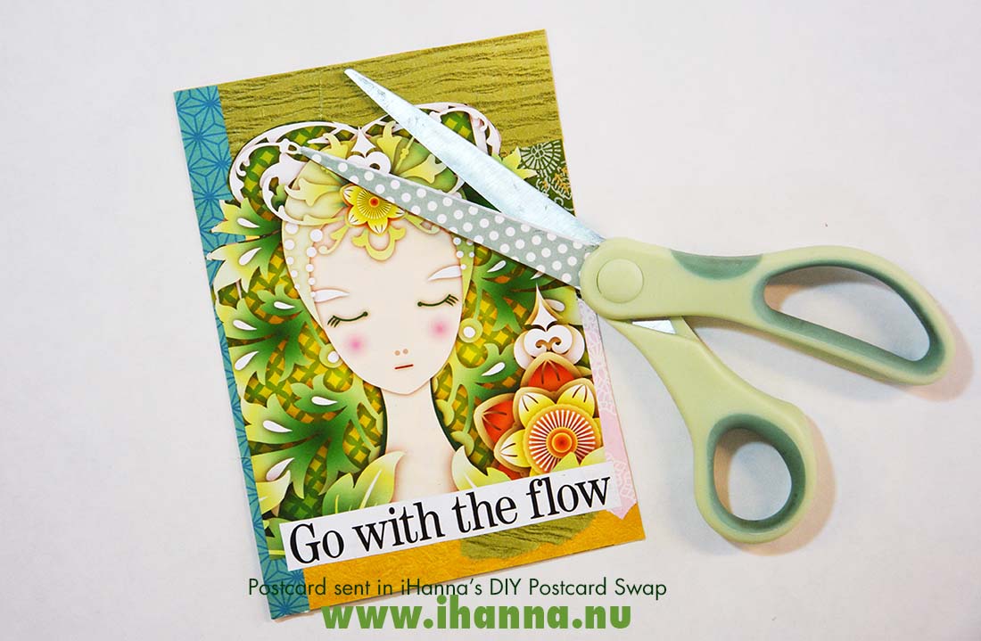 DIY Postcard made by iHanna for the DIY Postcard Swap spring 2024, Go with the flow, folks