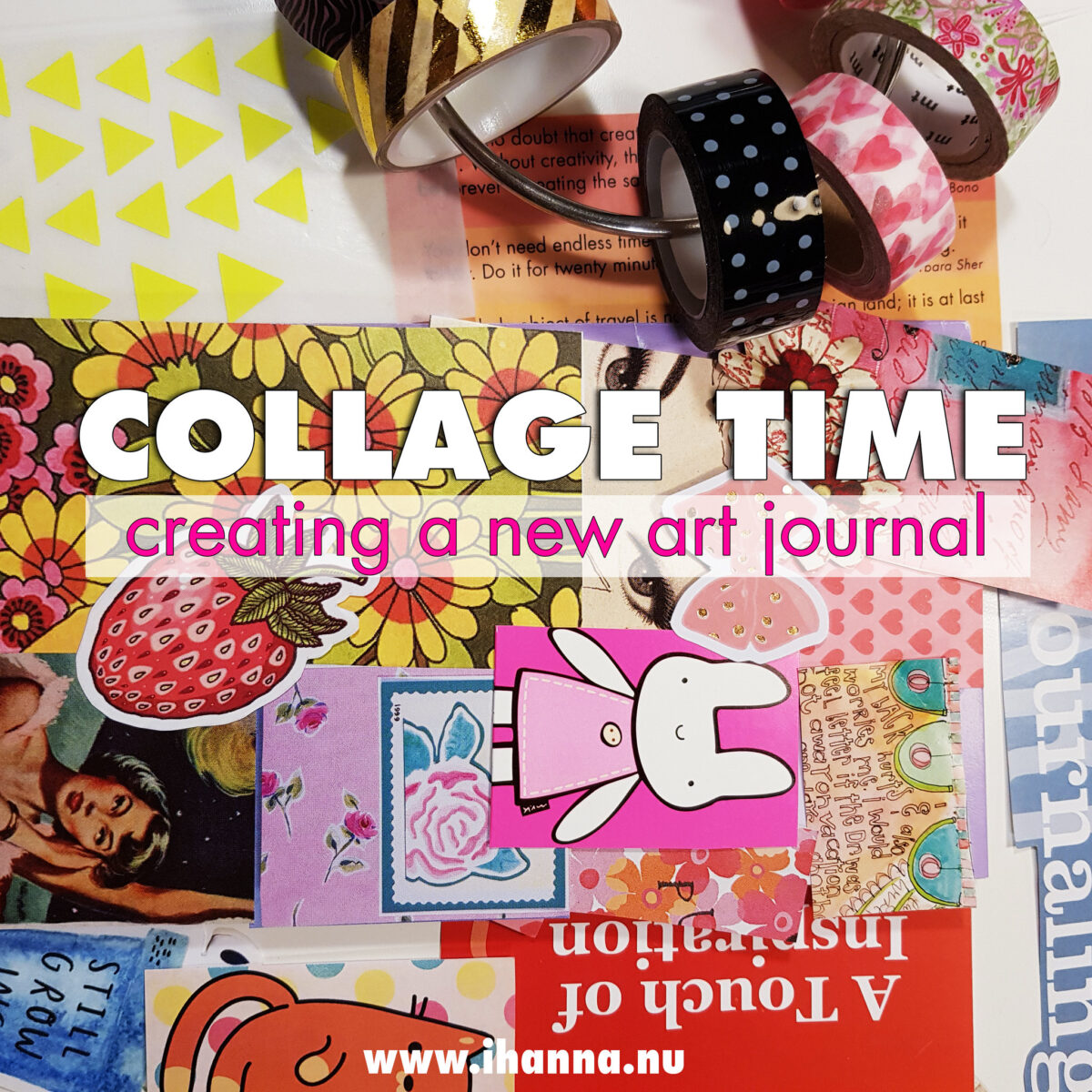 Collage time with iHanna in a Travelers Notebook Art Journal or glue book (whatever you want to call it)