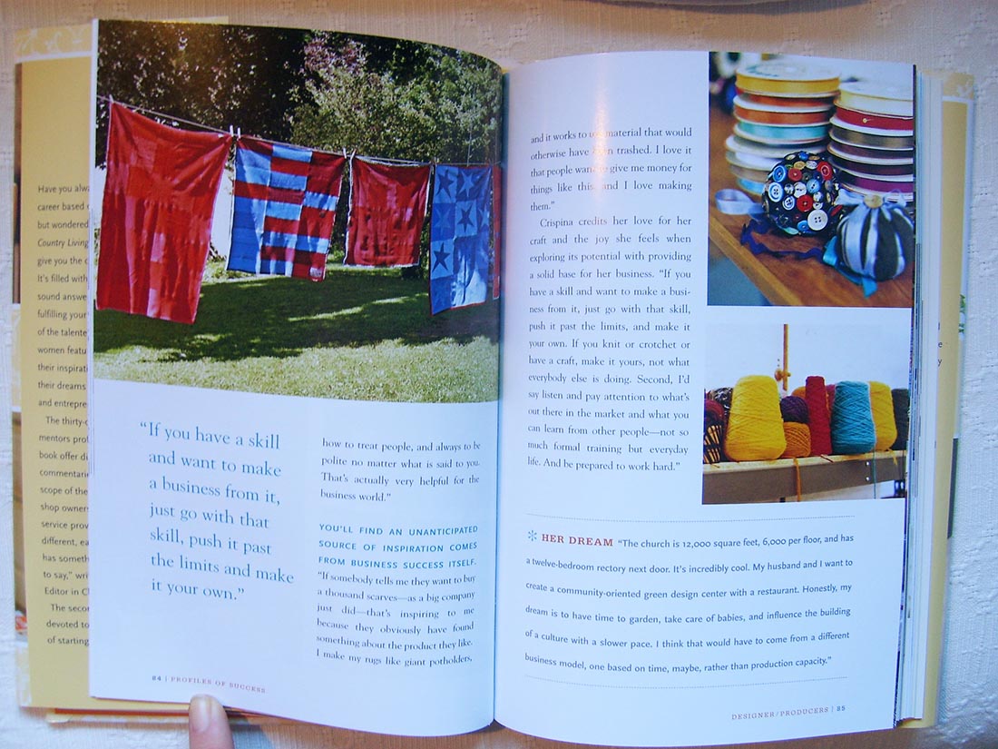 A look into the book Crafting a Business: Make Money Doing What You Love by Kathie Fitzgerald 2008 from Country Living