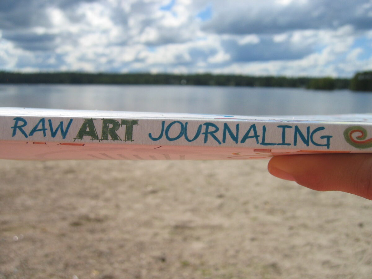 Reading at the beach Raw Art Journaling book