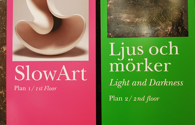 The intro sign to the exhibition Slow Art at Nationalmuseum in Stockholm Sweden