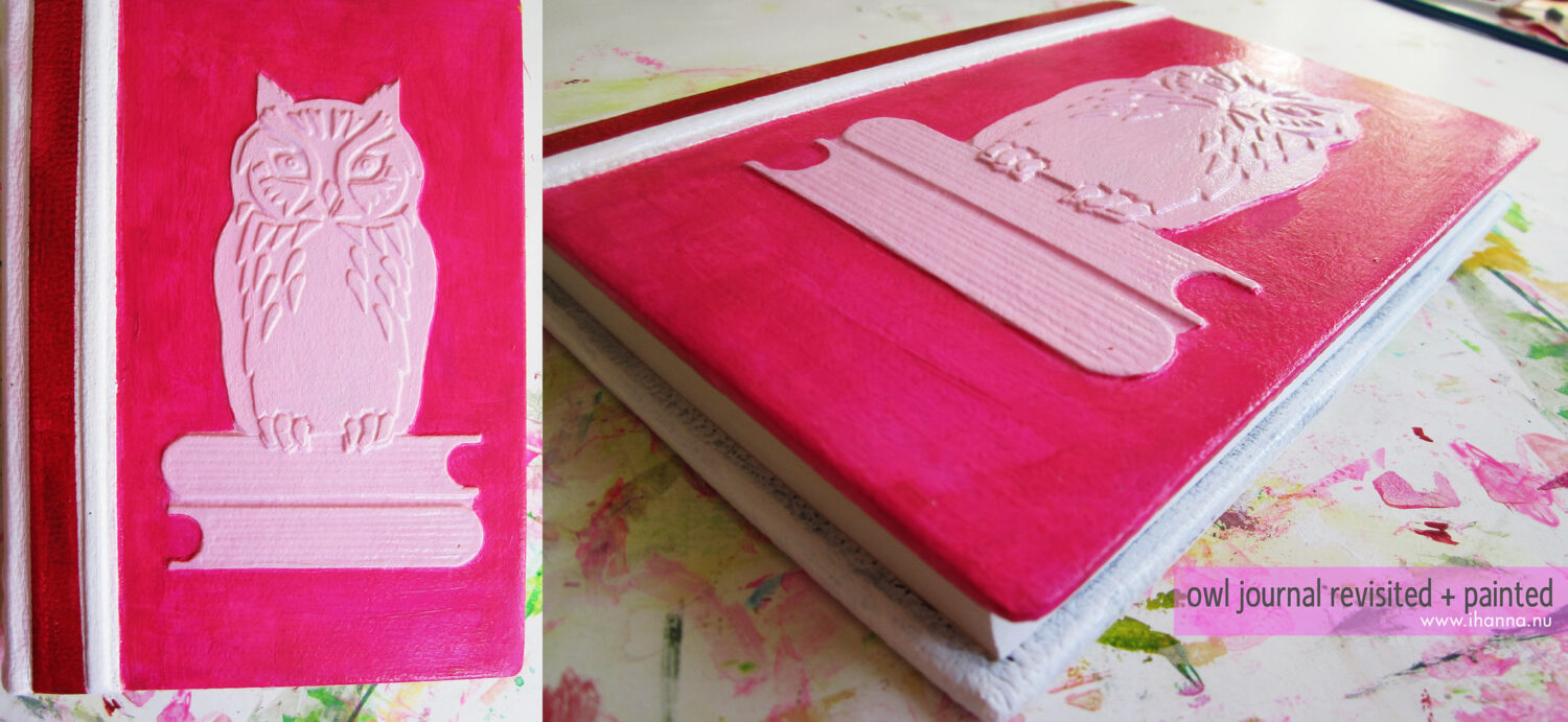 Leather owl journal painted pink