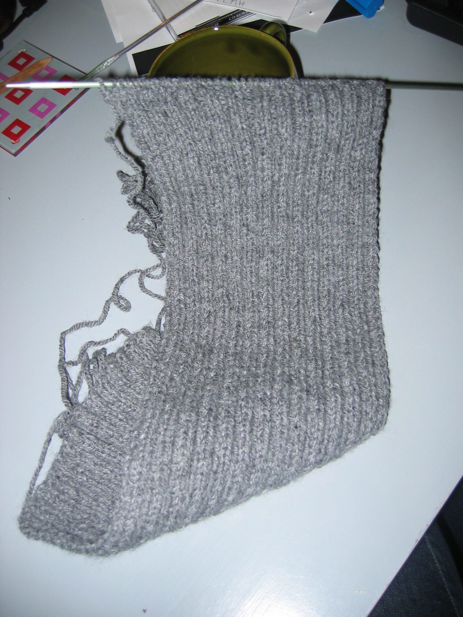 Knitting a grey scarf one that will always be in fashion as I just read