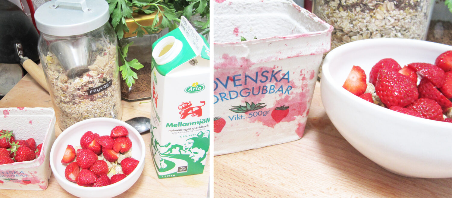 Summer breakfast is strawberries and milk (Photo copyright Hanna Andersson)