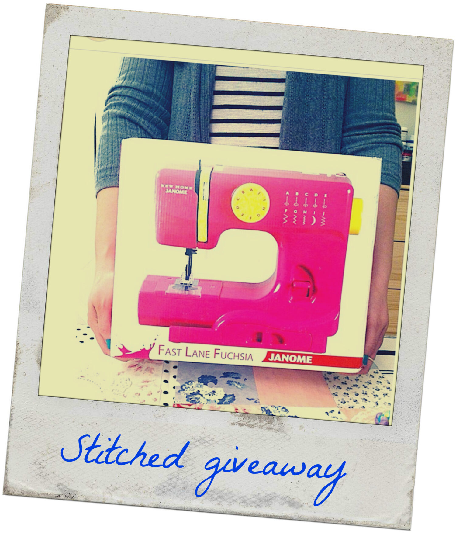 Enter the giveaway! Join Stitched 2015 - and you can win this Fast Lane Fuschsia JANOME sewing machine!
