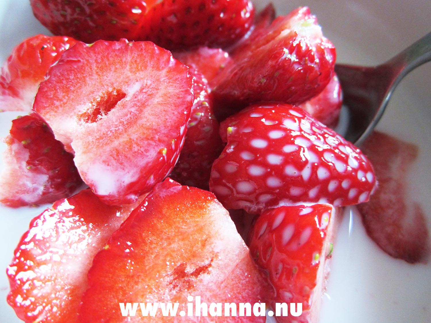 Summer breakfast is Strawberries and milk (Photo copyright Hanna Andersson)