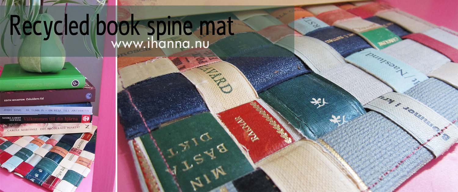 Recycled book spine weaving made into a table cloth mat by iHanna (Copyright Hanna Andersson)