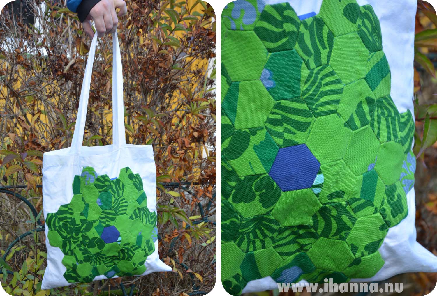 Green EPP hexagon tote bag finished made by iHanna (Photo copyright Hanna Andersson)