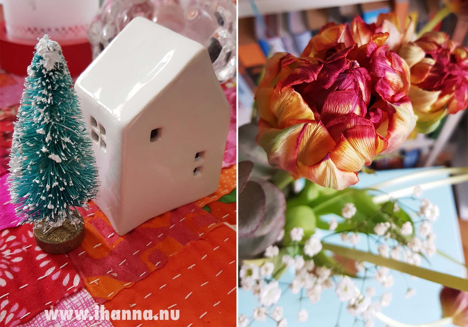 Christmas house and withered tulips (Photo Copyright Hanna Andersson)
