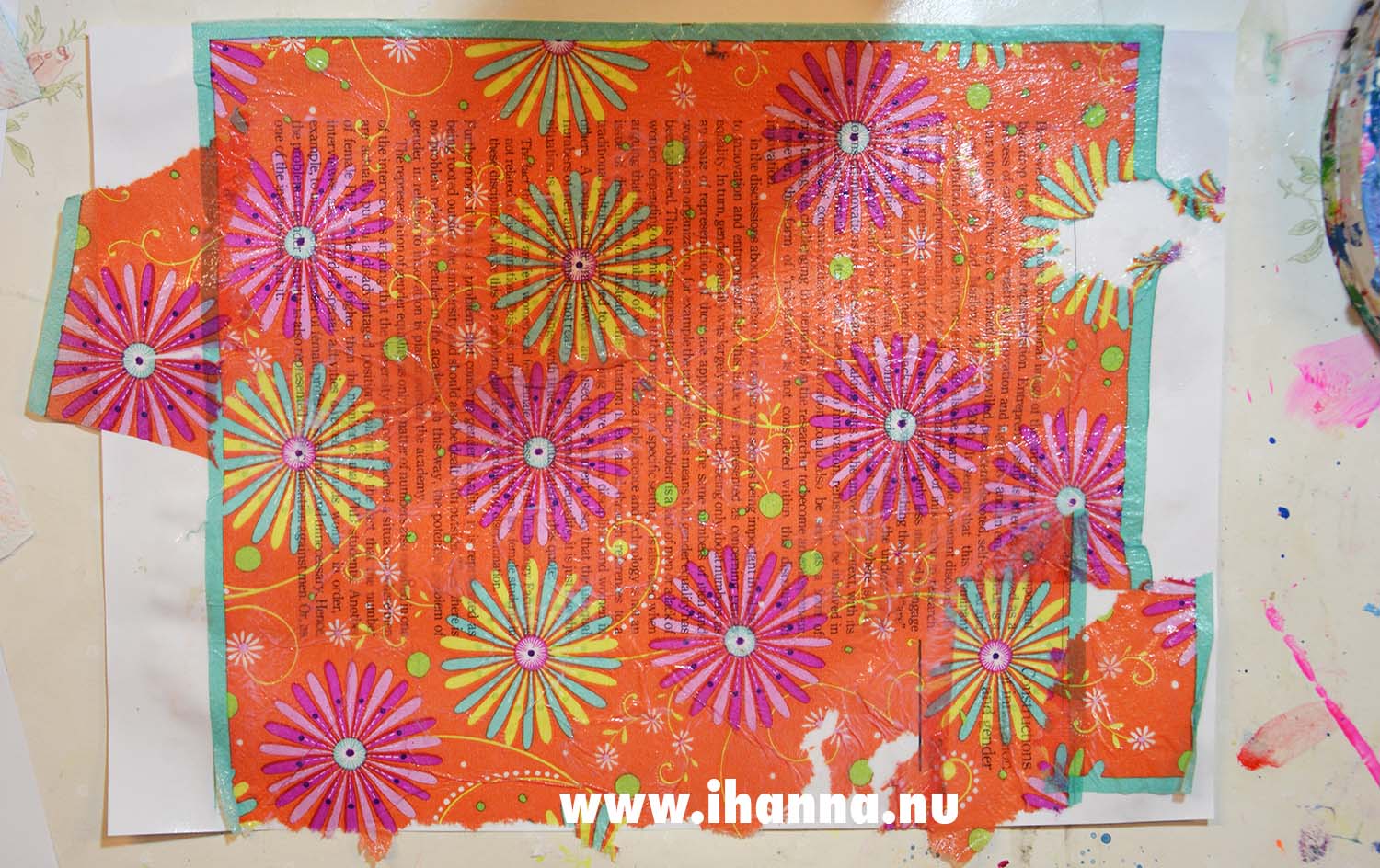 Napkin decoupage as collage fodder in art journaling (Photo copyright Hanna Andersson)
