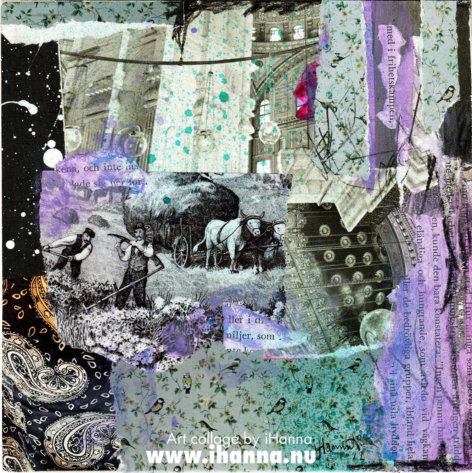 Purple art collage made in 2022 by iHanna (Copyright Hanna Andersson of www.ihanna.nu)