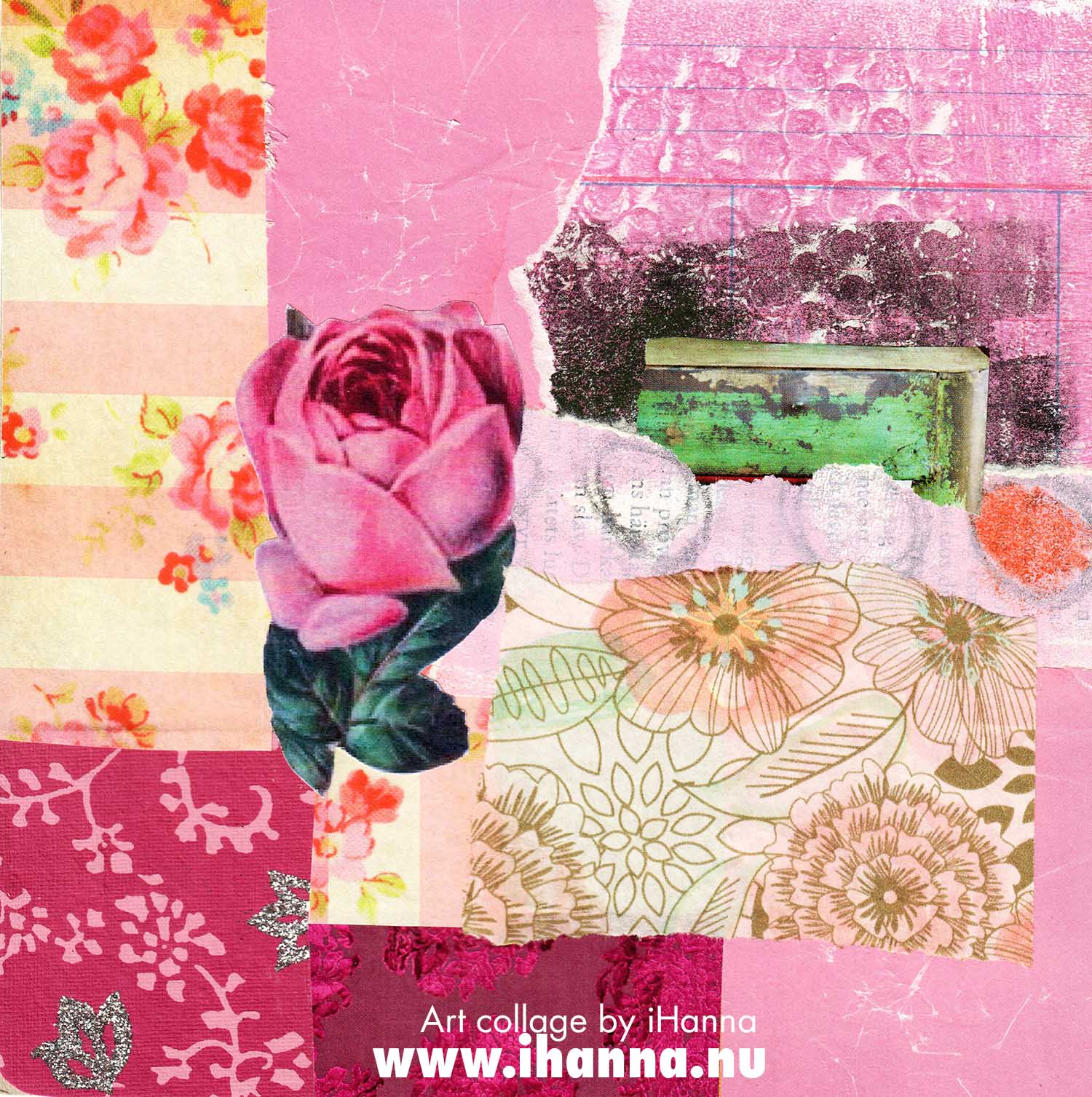 Pink art collage made in 2022 by iHanna (Copyright Hanna Andersson of www.ihanna.nu)
