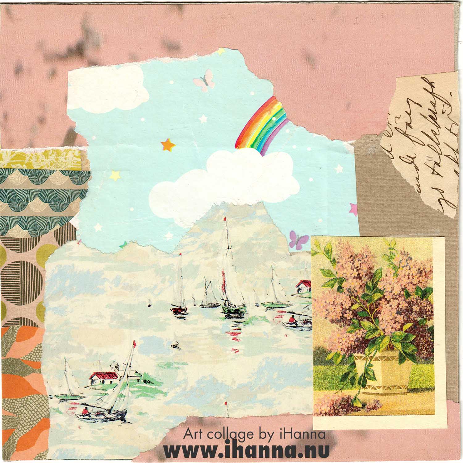 Square art collage collage utopia harbor - made in 2022 by iHanna (Copyright Hanna Andersson of www.ihanna.nu)