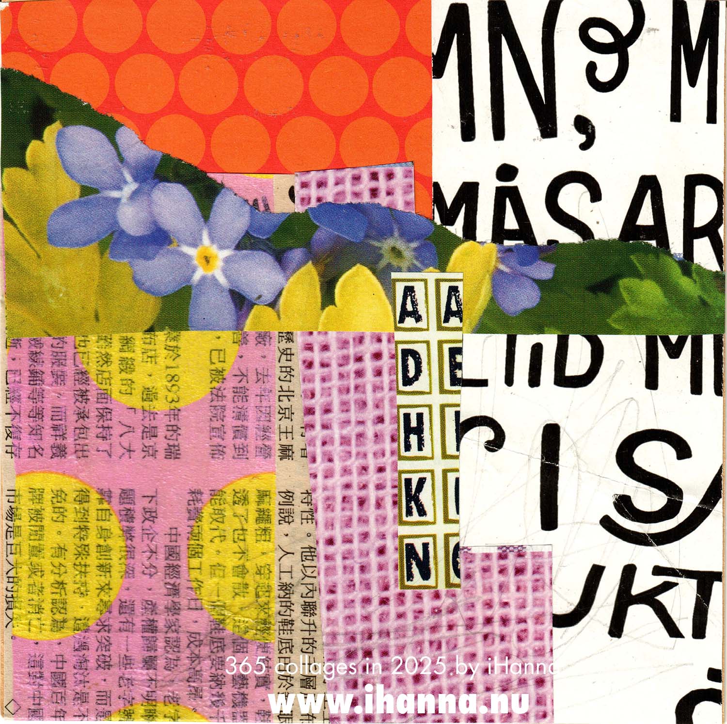 Scanned square collage made in 2025 by iHanna (Copyright Hanna Andersson)