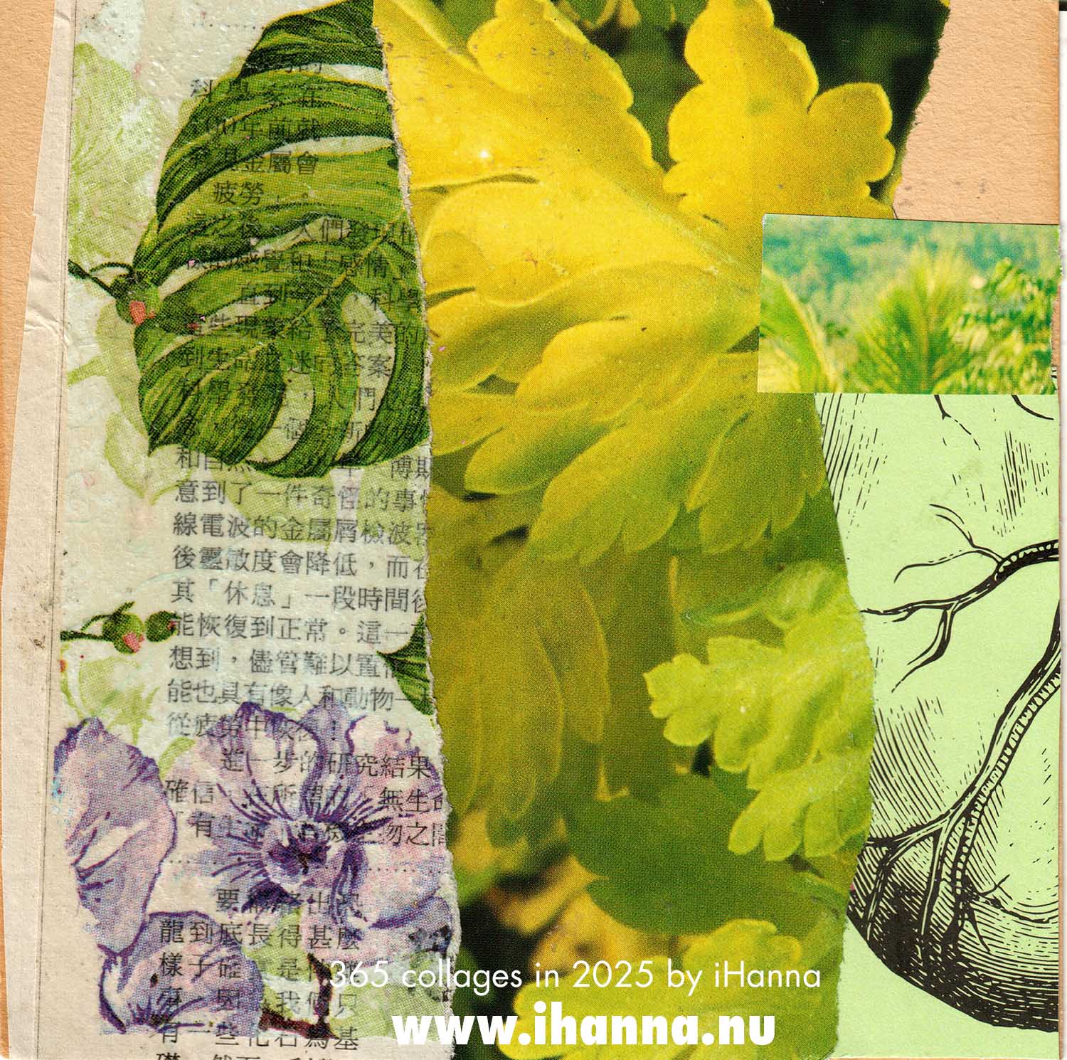 Handmade square art collage made in 2025 by iHanna (Copyright Hanna Andersson)