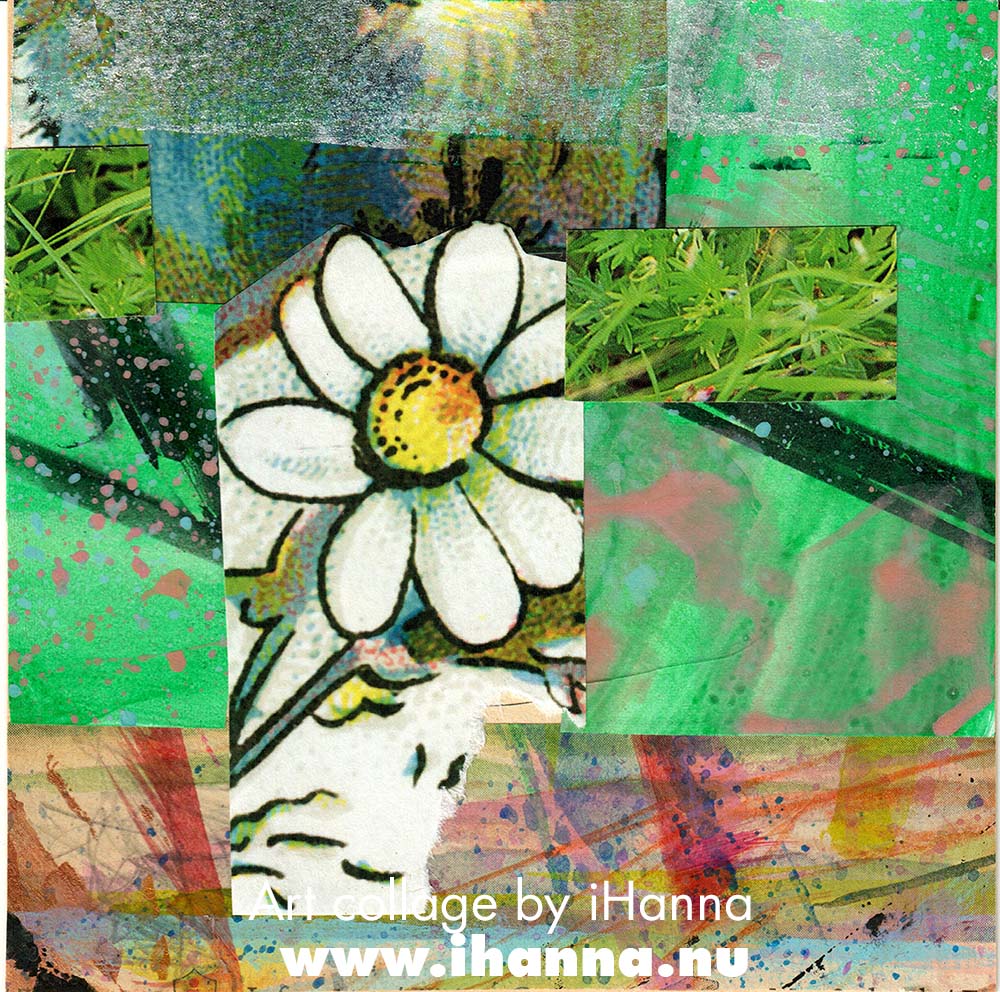 Collage number 31 Daisy Consortium - square abstract art collage made by iHanna 2025 (Copyright Hanna Andersson)