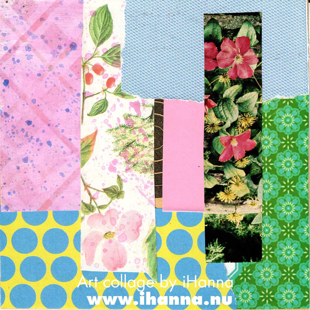 Collage number 23 Cut n' paste spring square mostly abstract art collage made by iHanna (Copyright Hanna Andersson)