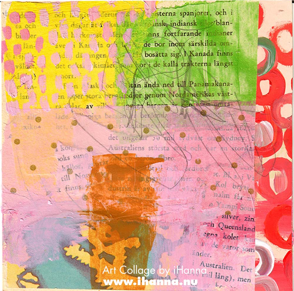 Square collage by iHanna with colorful patterned paper background in iHannas 365 collages 2025 (Copyright Hanna Andersson)