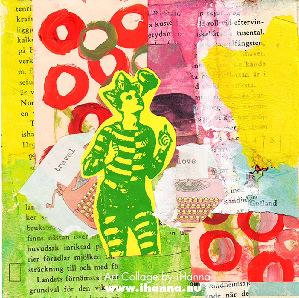 Square collage by iHanna with colorful patterned paper background in iHannas 365 collages 2025 (Copyright Hanna Andersson)