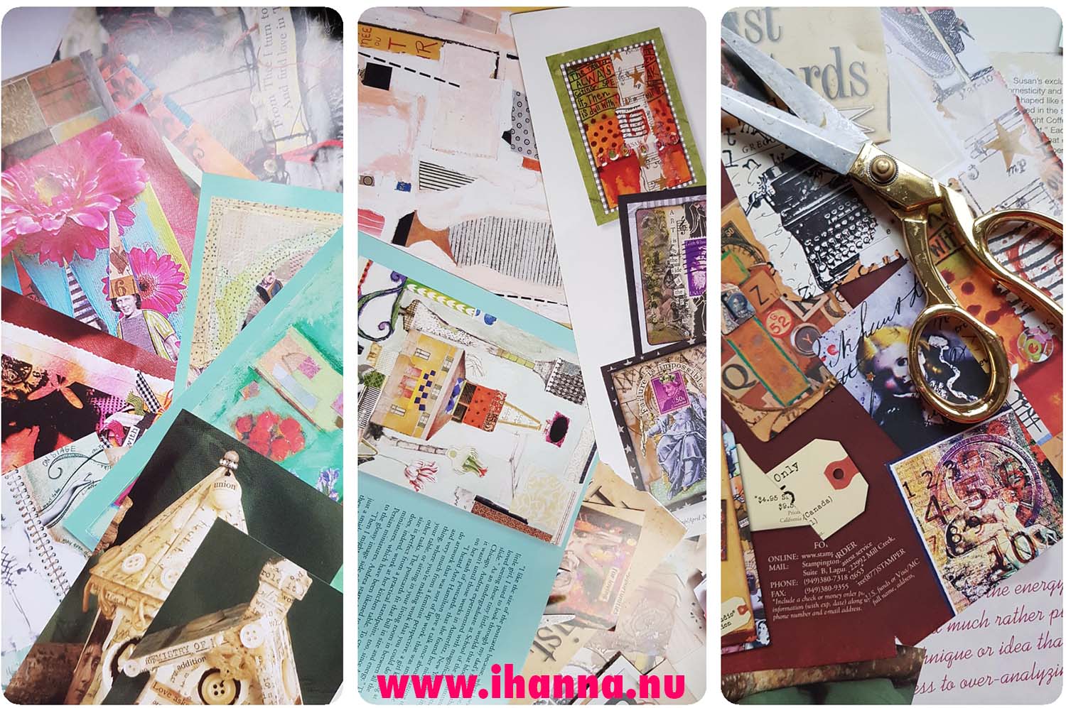 Piles of different magazine images and article snippets collected from Somerset Studio magazine piles at Studio iHanna  (Photo copyright Hanna Andersson)