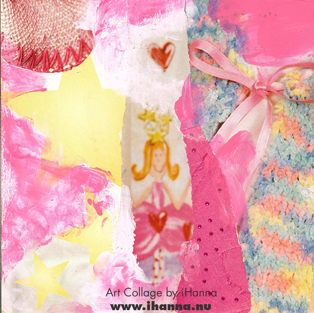 Square pink collage nr 68 Look at me, mom made by iHanna in the series 365 collages 2025 week 10 (Copyright H. Andersson)