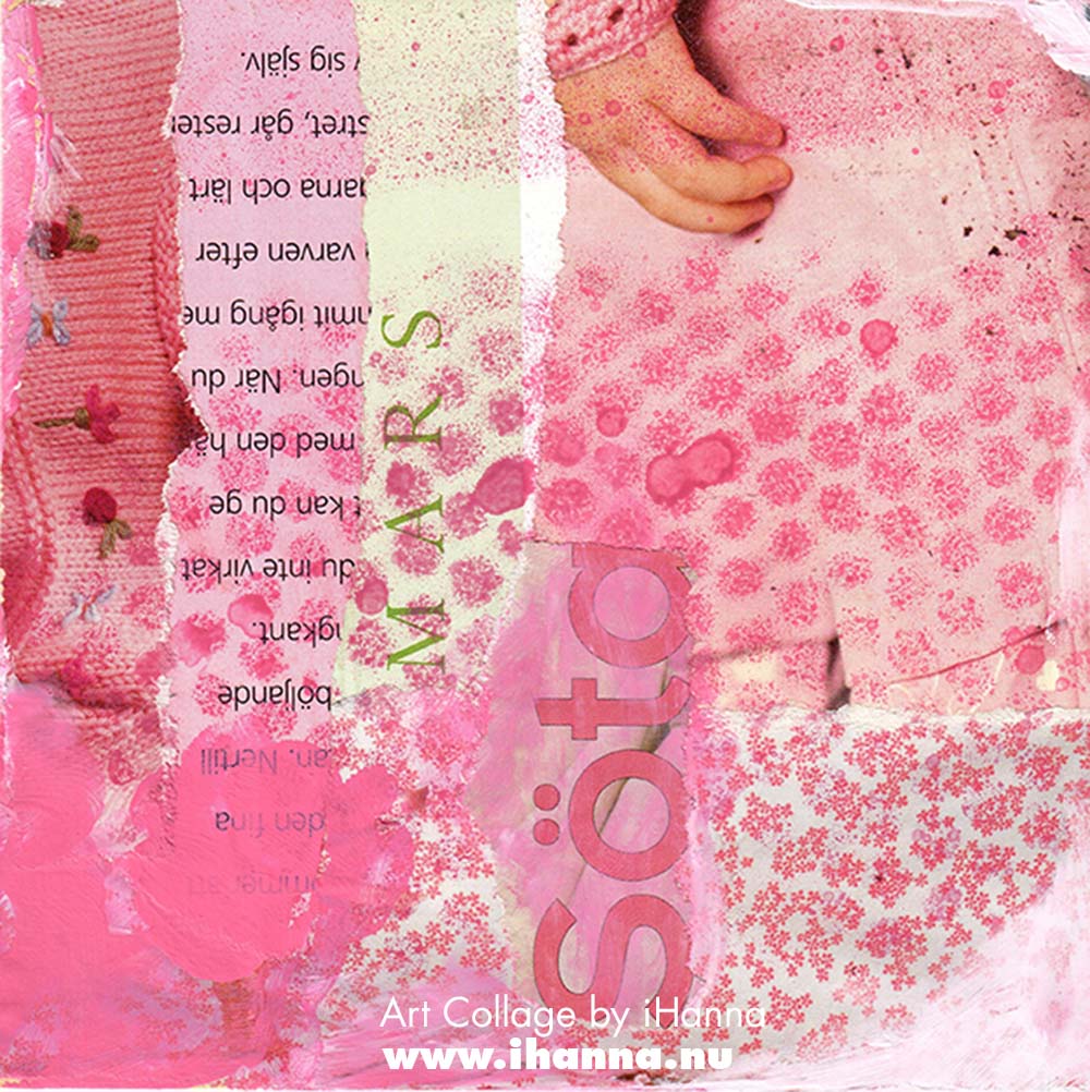 Square pink collage nr 70 Sweet days past made by iHanna in the series 365 collages 2025 week 10 (Copyright H. Andersson)