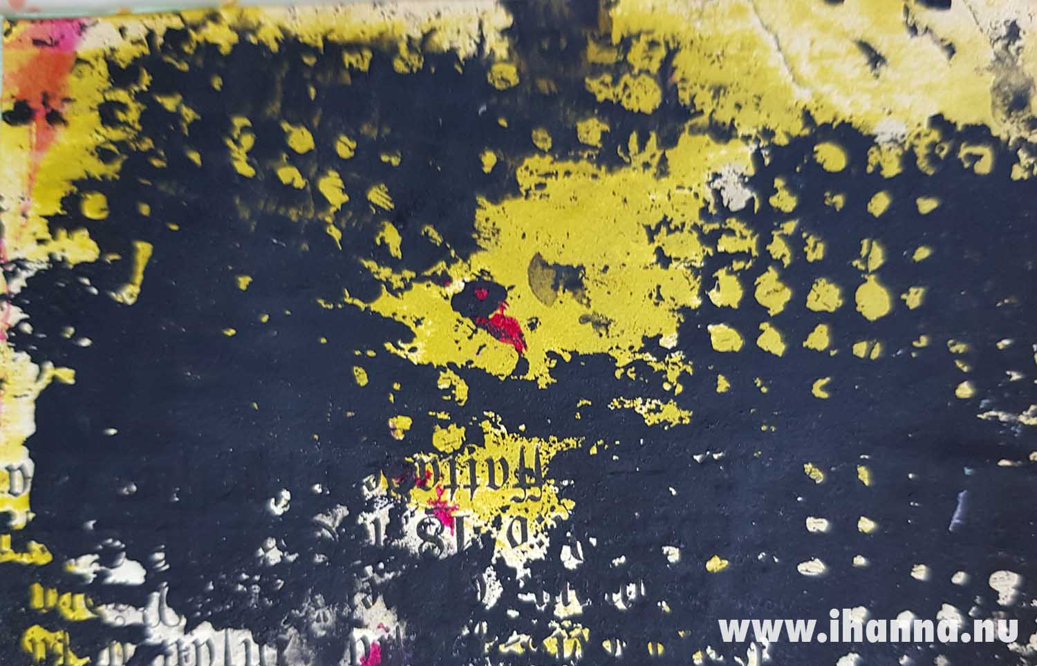 Grungy piece of collage fodder paper painted by iHanna on an old book page (Copyright H. Andersson)