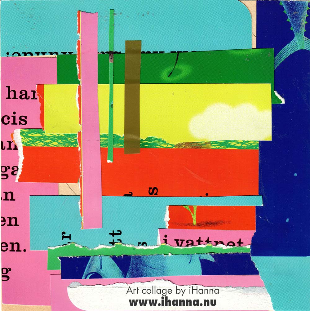 Using very glossy papers from a childrens book to create this collage called Interiour design of me 2 by iHanna (Copyright Hanna Andersson)