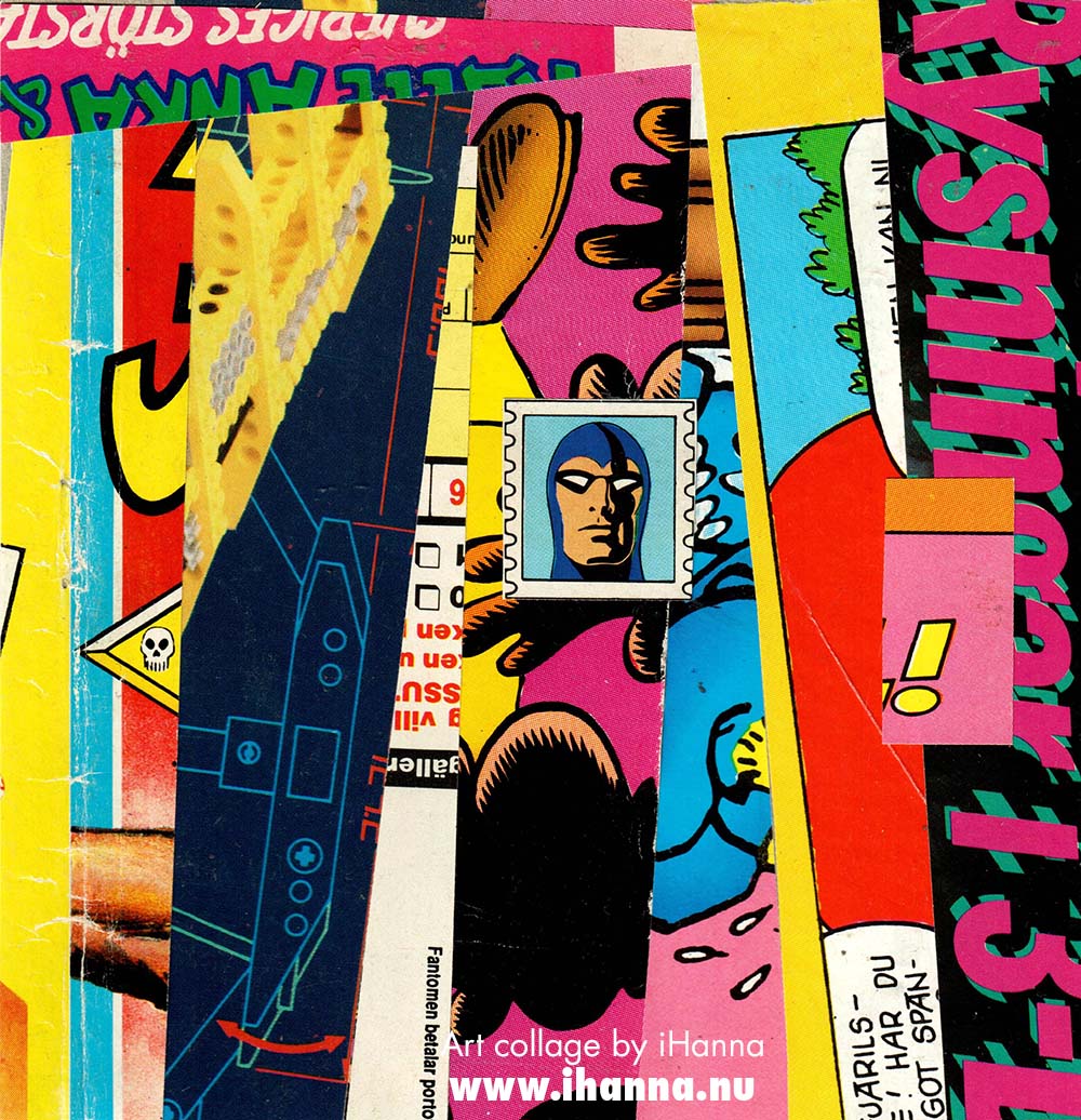 Collage made from glossy Swedish comics from the 1980s, Lazy for Days, by iHanna (Copyright H. Andersson)