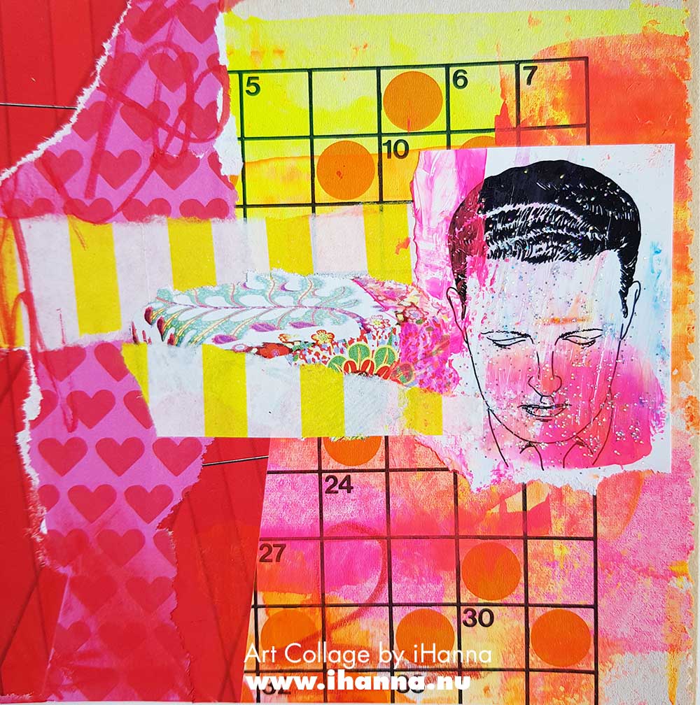Square art collage 2025 titled The glitter Glitch by iHanna (Copyright H. Andersson)