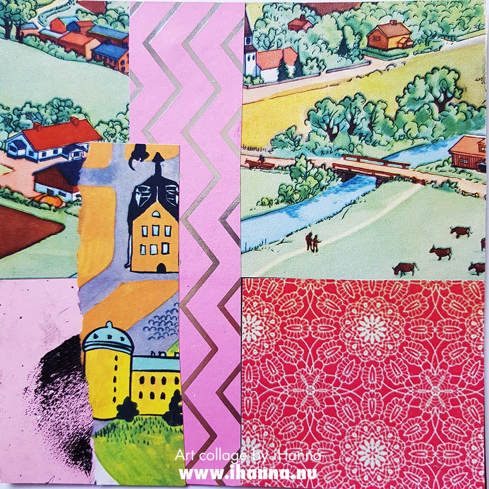 Square art collage on the theme through the camera lens made by iHanna week 21 2025 (Copyright H. Andersson)